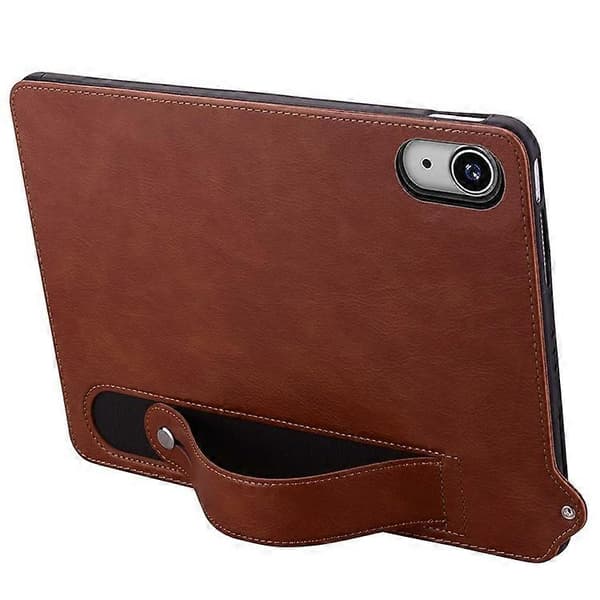 Lærveske for iPad mini (2024) (A2996 A2995) / mini (2021) (A2568) med håndstropp og stativ