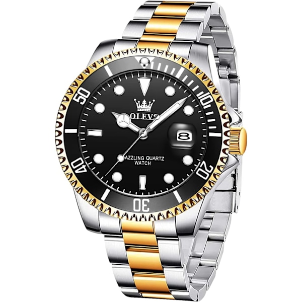 Herrklocka Rostfritt Stål Stor Urtavla Casual Klänning Armbandsur Kvarts Analog Dag Datum Vattentät Luminous