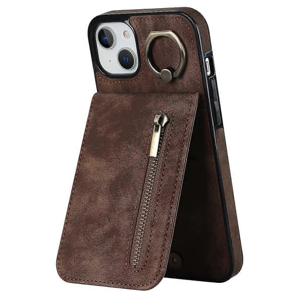 För iPhone 15 Plus Baksida RFID-blockerande Telefonfodral Plånbok Retro PU+TPU Ställfodral