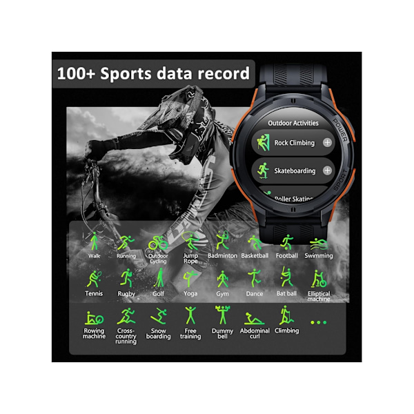 Smartklockor 1.43 HD Amoled Militär Robust Svara/Ringa/Slå Aktivitetstracker Lång Batteritid Assistent