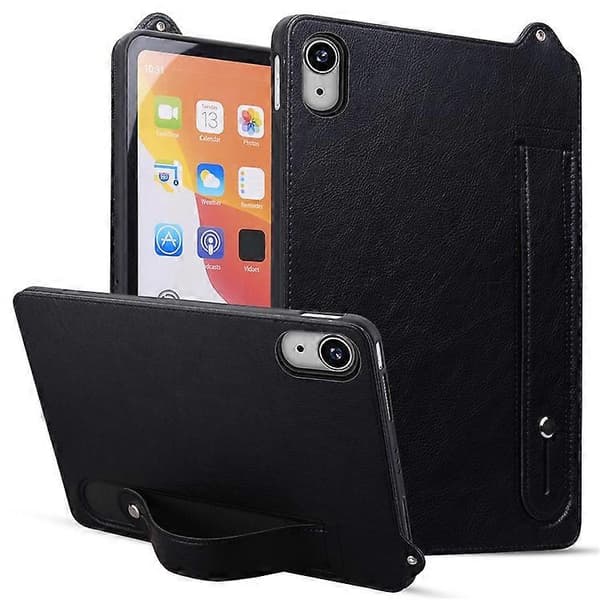 Läderfodral för iPad mini (2024) (A2996 A2995) / mini (2021) (A2568) med handrem och ställ