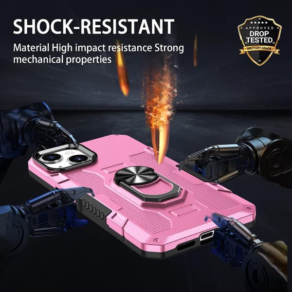 Telefoncover - iPhone 15 - Ringholder - Stødsikkert - Pink