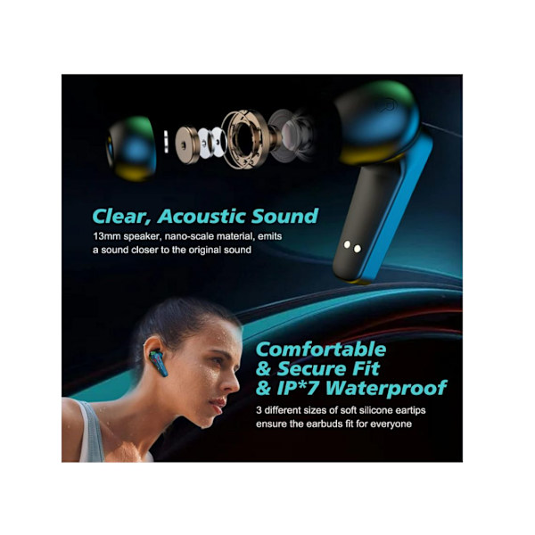 In-Ear Hörlurar Låg Latens Touchkontroll Bluetooth Svart
