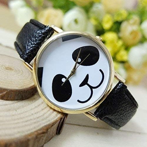 Modeklocka Läderarmband Panda Klockor Damklockor Kvarts Klocka