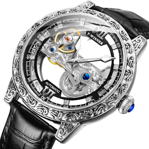 Skelettklocka Automatisk Självuppdragande Luminous Steampunk Klänning Armbandsur