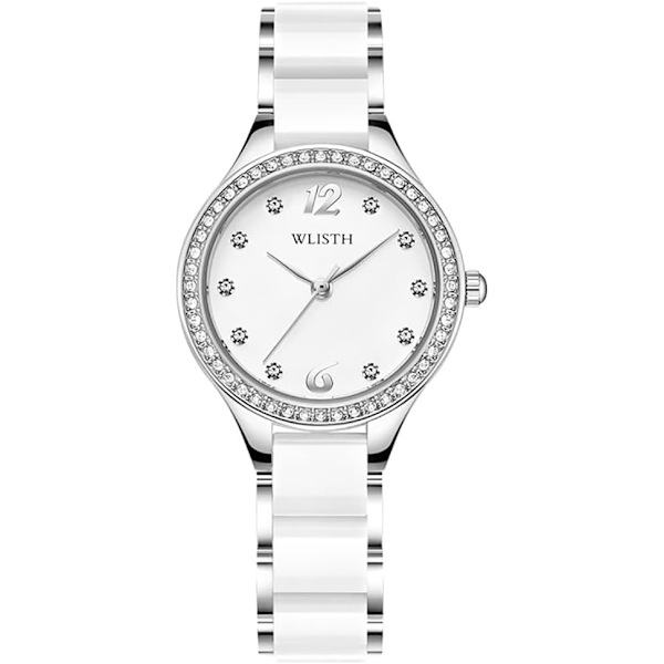 Lyxiga Damklockor Diamantklockor Rostfritt Stål Elegant Klocka för Kvinnor Quartz Damklocka Analog Display Vattentät Armbandsur för Kvinnor