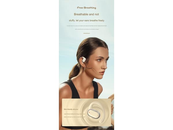 Trådlösa Bluetooth-hörlurar med öronkrok, vit