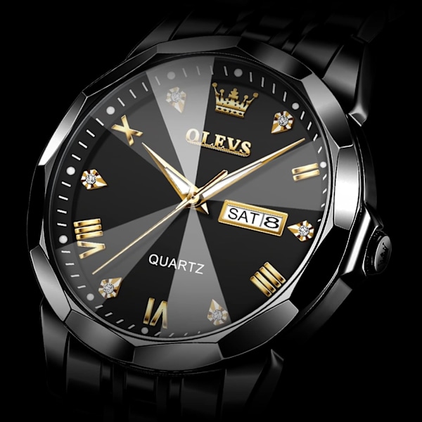 Herrklockor rostfritt stål armbandsur kvarts analog vattentät lysande diamant armbandsur lyx fritid för män
