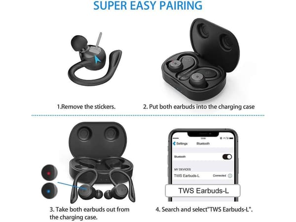 TWS In-Ear True Wireless Bluetooth Vattentäta Hörlurar Rosa