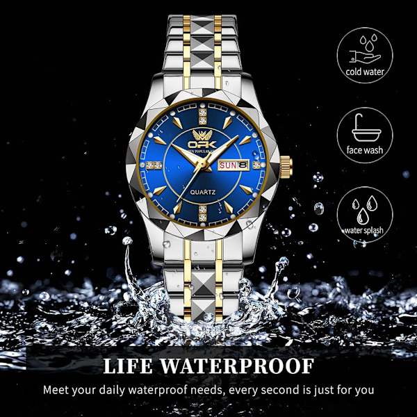 Businessklockor för kvinnor Rostfritt stål Klänning Damarmbandsur Datum Luminous Quartz Damklocka Vattentät Elegant Present för kvinnor