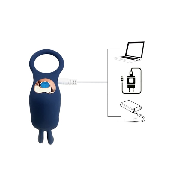 USB-uppladdningsbar låsfin vibrator med 10 vibrationslägen för män (Svart)