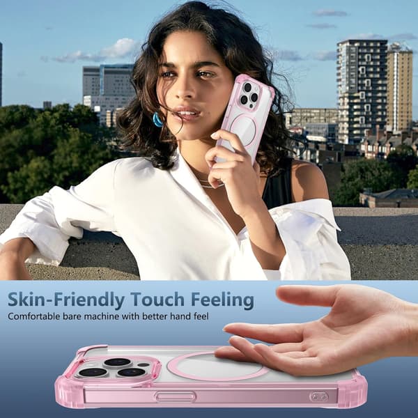 Mobilskal - iPhone 12/12 Pro - Magnetisk - Anti-fall - Transparent Pink iPhone 12/iPhone 12 Pro