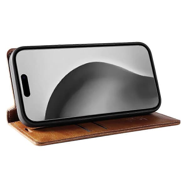 Plånboksfodral i läder med magnetlås för iPhone 16 Pro Max