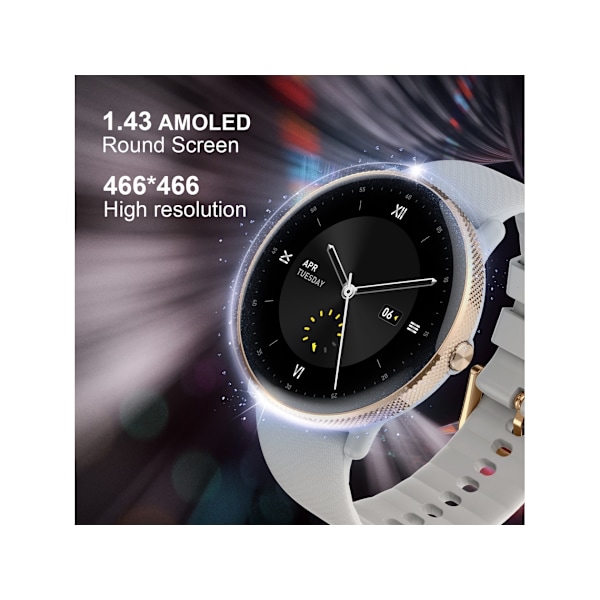 Ansluten Klocka med Bluetooth 5.3 Samtal - 1.43 Amoled Smartklocka för Kvinnor Guld