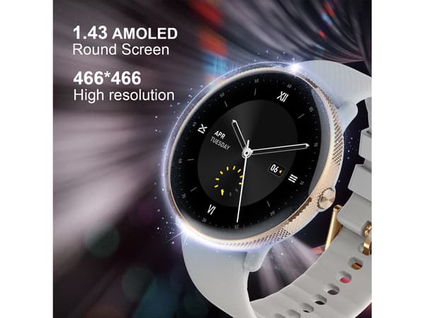 Forbundet ur med Bluetooth 5.3 opkald - 1.43 Amoled Smartwatch til kvinder - Guld