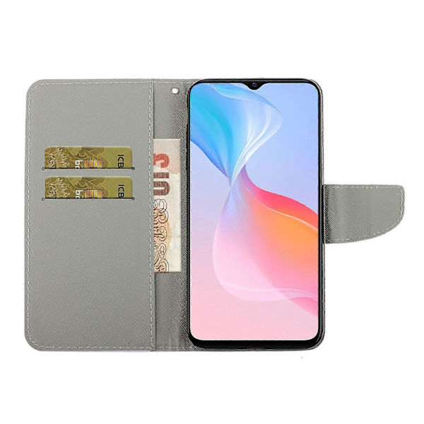 Anti-Rep Anti-Fall Mönstertryck Fodral, Korsstruktur Flip PU Läderfodral för vivo Y21/Y21s/Y33s