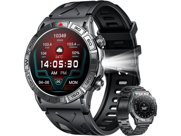 Smartwatch til mænd Android Iphone Watch: Smartwatch Besvar/Ring Puls Skridttæller Blodtryk Bus