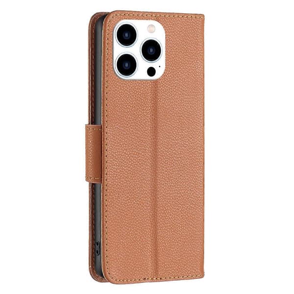 För iPhone 16 Pro Lychee Textur Enfärgat Läder Plånboksfodral Flip Plånboksfodral