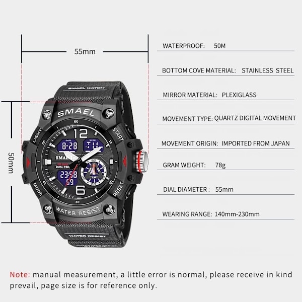 Herrklockor Sport Utomhus Vattentät Armbandsur Datum Multifunktion Taktik LED Alarm Stoppur