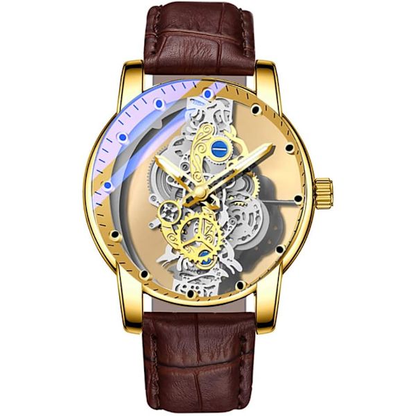 Affärsmän Klocka Dubbelsidig Ihålig Transparent Analog Display Rostfritt Stål Quartz Vattentät Kreativ Herrarmbandsur