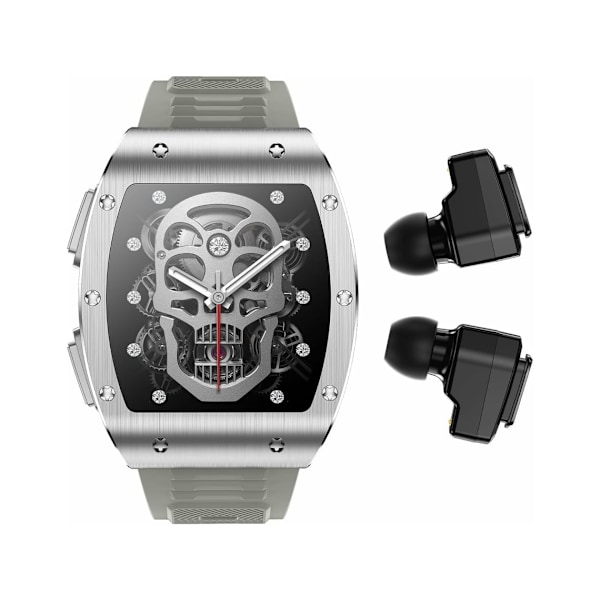 Smartklocka med Hörlurar 2 i 1 Militär Bluetooth Smart Klocka 1.91 Tum IPS HD Skärm för Män Militär Fitness Tracker