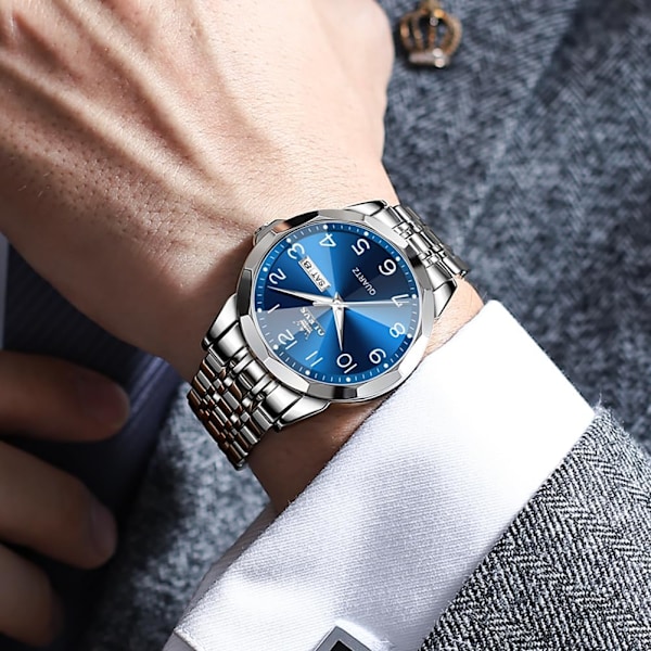 Herrklocka Minimalistisk Affärsklocka Analog Quartz Rostfritt Stål Vattentät Självlysande Klassisk Datum Lättläst Lyxig Casual Herrarmbandsur