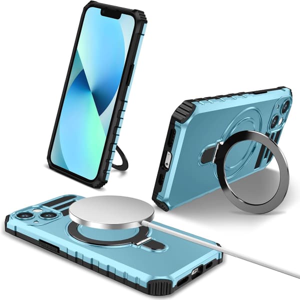 Mobilskal - iPhone 13 - Stöttåligt - Magnetisk Hållare - Himmelsblå Sky Blue iPhone 13