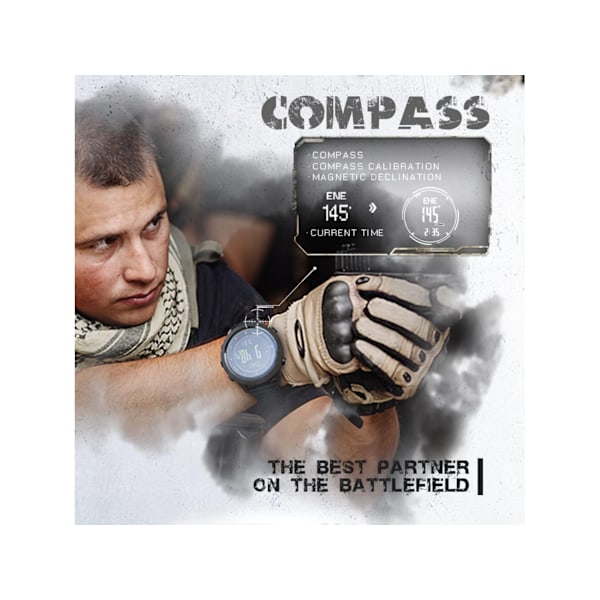 Militär Kompass Klockor för Män Taktisk Klocka Utomhus Sportklockor för Män Vandring Digital Armbandsur