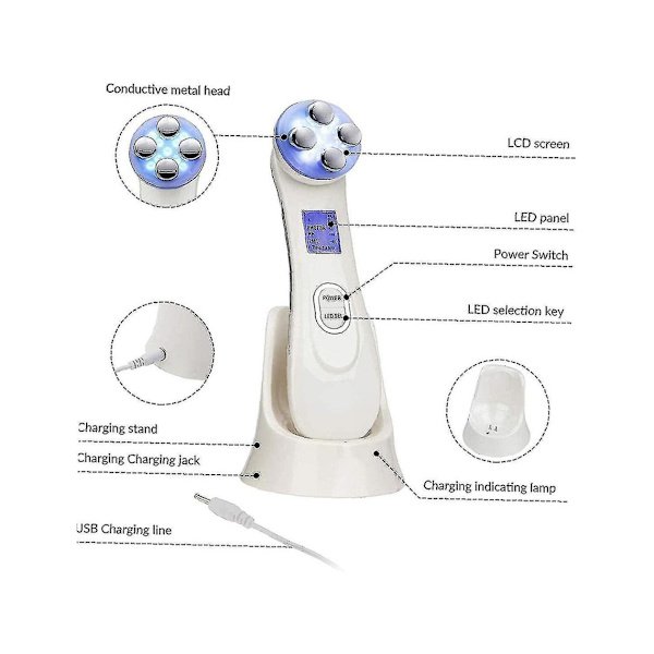 Ansiktsmassageapparat Anti-Aging Rynkor Uppstramande Maskin Vit YEMAESRE