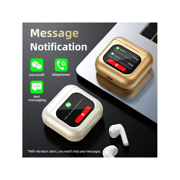 Trådlösa Touch Screen Hörlurar Smart Touch Tygförvaring Bluetooth Brusreducering Guld