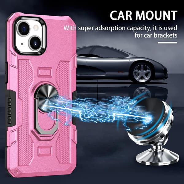 Telefoncover - iPhone 15 - Ringholder - Stødsikkert - Pink