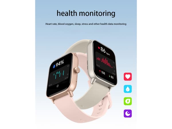 Smartwatch 1,8 tommer med flere funktionsmuligheder, egnet til iOS og Android, sort