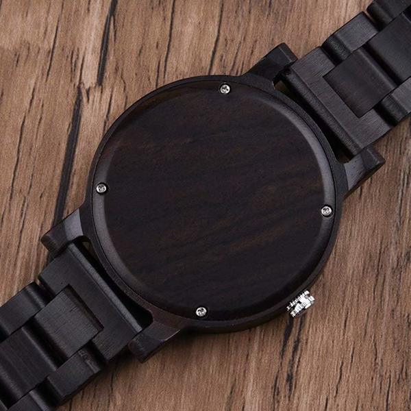 Cool Trä Klockor Analog Quartz Datum Retro Handarbete Lätt Trä Armbandsur LZ035