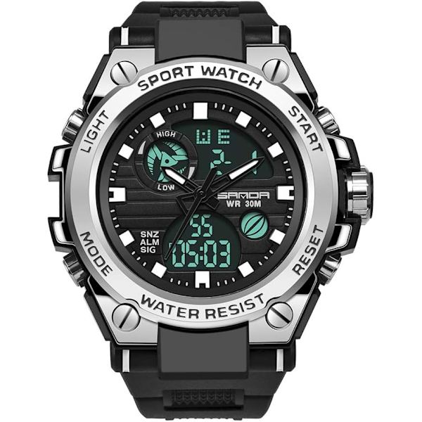 KXAITO Herrklockor Sport Utomhus Vattentät Militärklocka Datum Multifunktion Taktik LED Alarm Stoppur