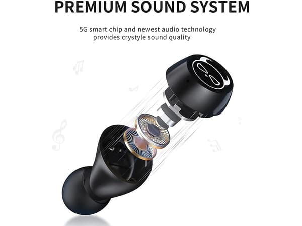 Dubbla Touch Control Bluetooth Hörlurar Svart
