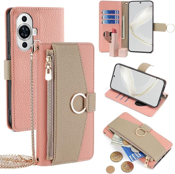 Wallet Case - Nova 12 lite/Active/11 - PU Læder - Stødsikker - Pink Pink Nova 12 lite/nova 12 Active/NOVA 11
