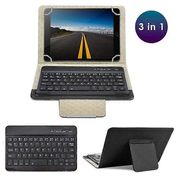 TY-3309 3-i-1 Bluetooth-tangentbord Tablet Läderfodral Ställ för 7-8 tums Tablet