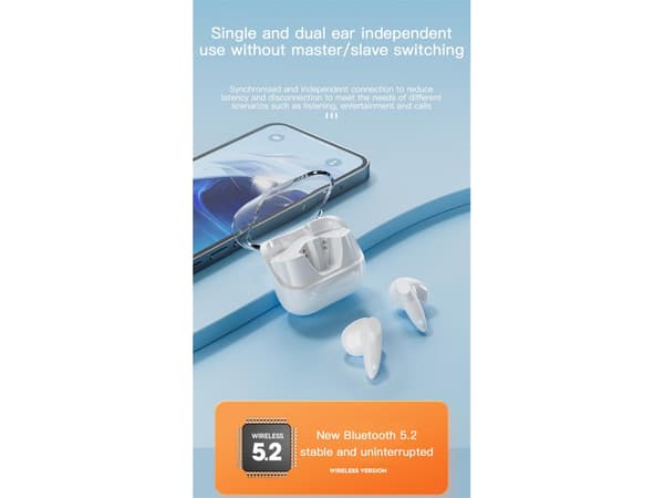 Vita Bluetooth-hörlurar utan kamera