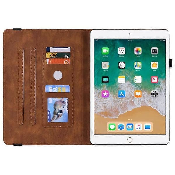 Læderfolioetui med sommerfugl- og blomstermønster og elastikbånd til iPad 9,7-tommer (2018) / iPad