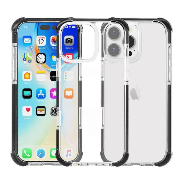 For iPhone 16 Pro TPU+TPE+PC Klar Telefonveske Deksel