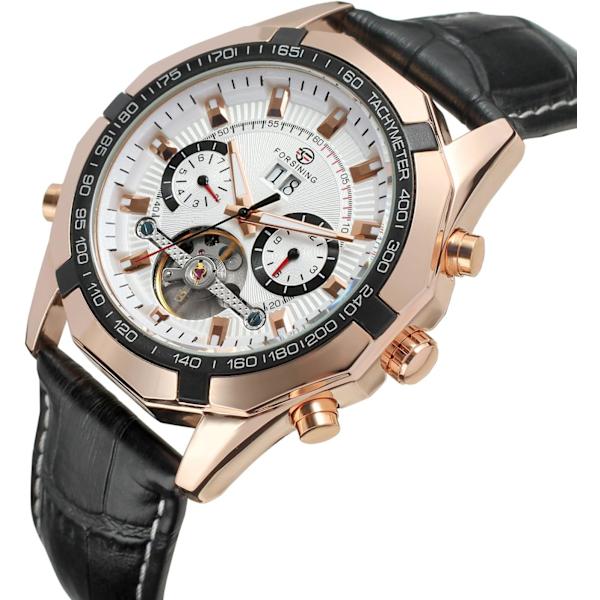 Herrklocka med automatisk uppdragning, Original Tourbillion, kalender, läderarmband FSG340M3T4
