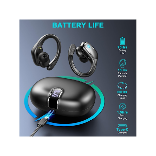 Trådlösa Hörlurar Bluetooth 5.4 Brusreducerande Mikrofon Cvc8.0 Vattentäta Stereoheadset IP7 Lång Speltid