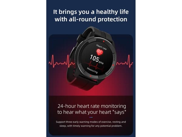 Smartwatches 38 Sportstilstande Pulsmåling Blodilt og Søvn Sort
