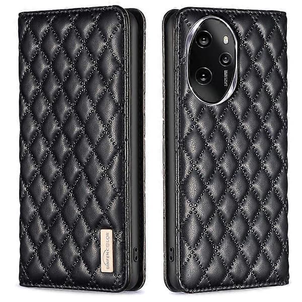Diamantmønstret PU læder telefoncover til Honor 100 Pro