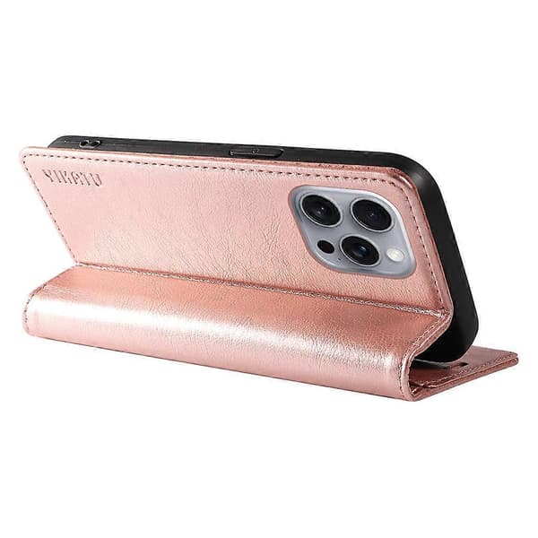 Plånboksfodral i läder med magnetlås för iPhone 16 Pro Max