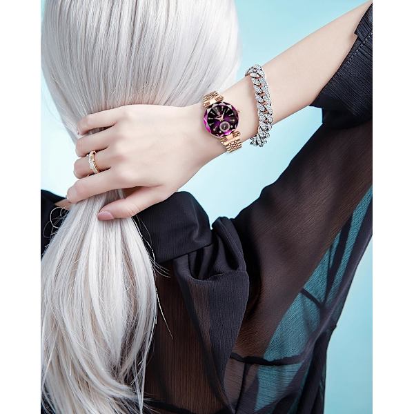 Lyxig damklocka med diamanturtavla, elegant klocka för kvinnor, läder, kvarts, damarmbandsur, vattentät, analog display, rostfritt stål