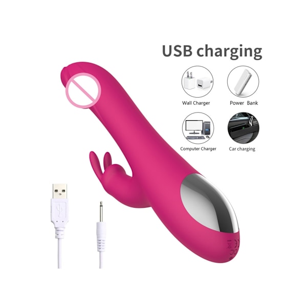 10 Hastigheter Dubbelmotor Teleskopisk Kanin Vibrator för Kvinnor (Gul)
