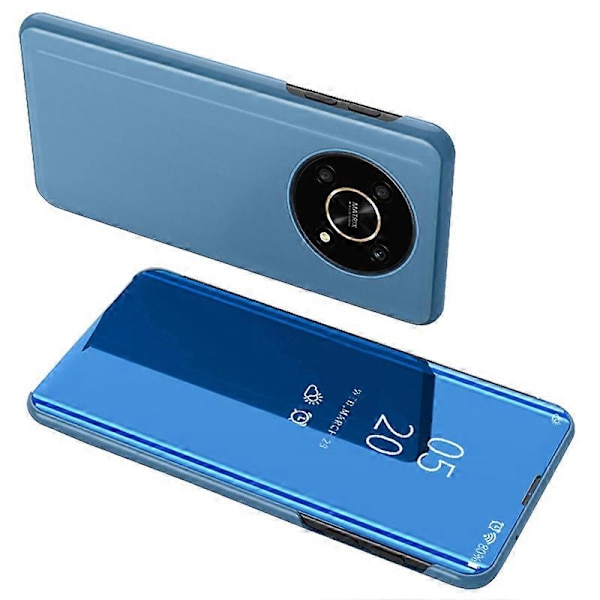 För Honor X9 5G/X30 5G/Magic4 Lite 5G Vikbart Ställ Design PU Läderfodral Visningsfönster Spegel Elektropläterad Slitstark Telefonskal