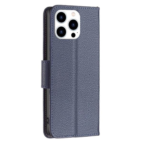 För iPhone 16 Pro Lychee Textur Enfärgat Läder Plånboksfodral Flip Plånboksfodral
