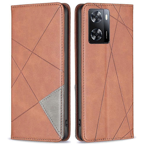 Imprinting Pattern Series-1 för Oppo A57 4G, Geometriskt Tryckt PU Läderfodral med Dold Magnetisk Stängning och Stötsäkert Flipskydd